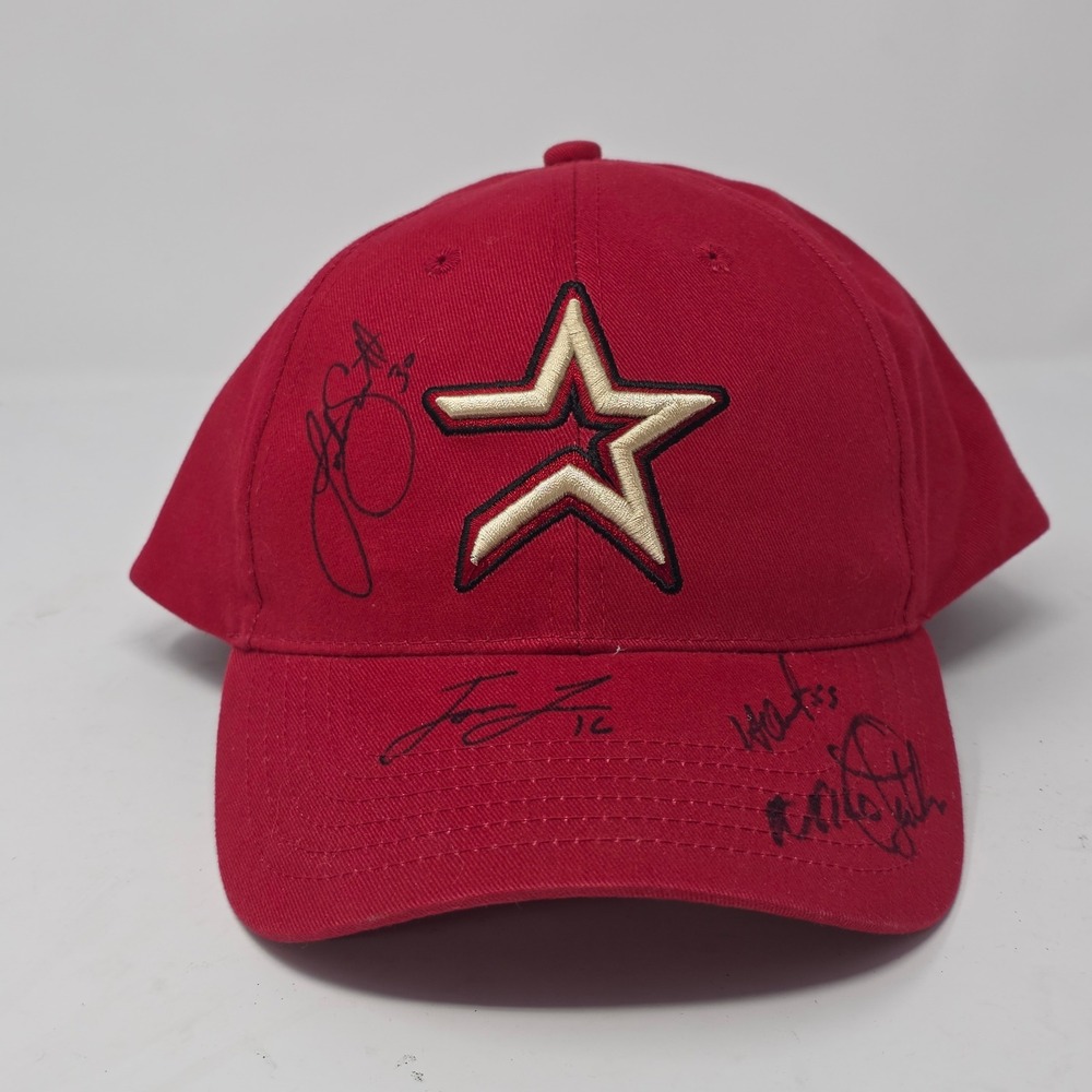 Houston Astros Signed Red Baseball Cap Citgo Sponsor Hat Jason Lane Autograph